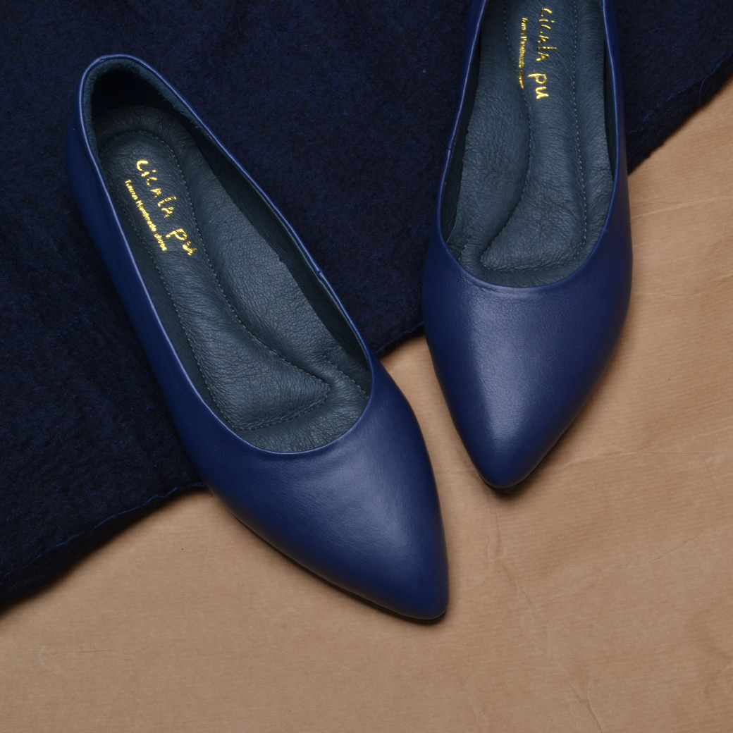 842 普魯士藍 尖頭平底鞋