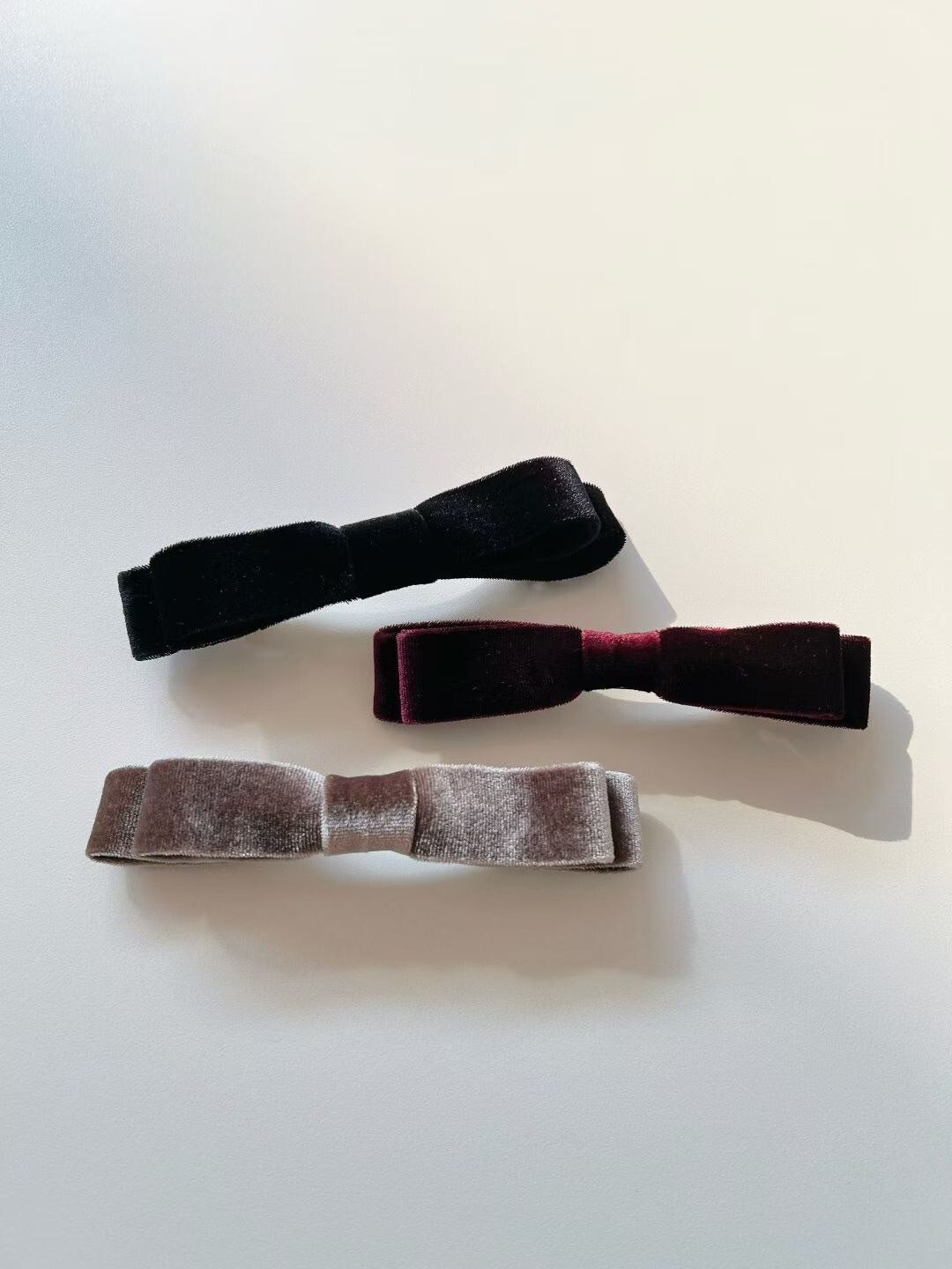 絲絨質感蝴蝶結造型一字髮夾 / 3色