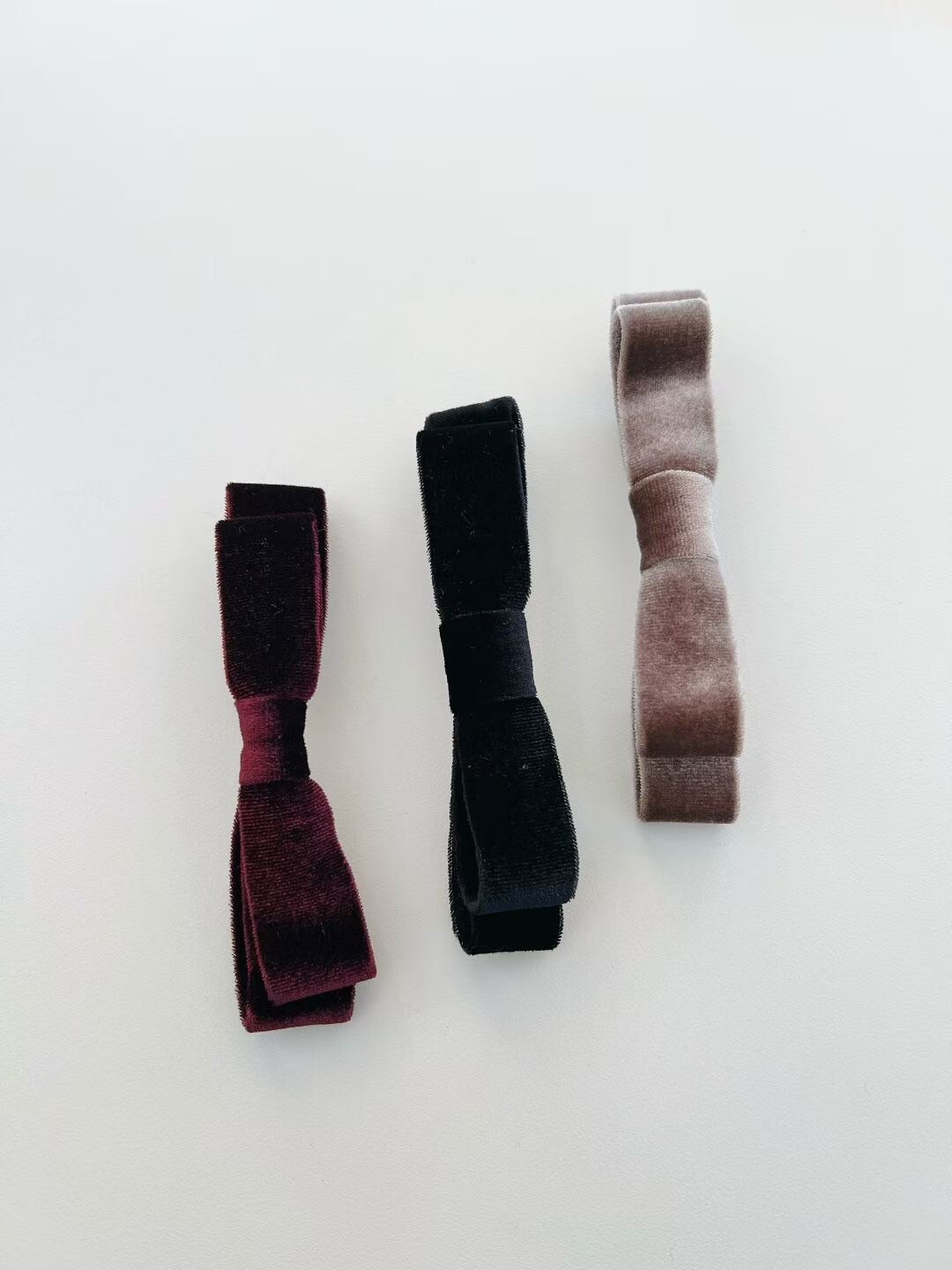 絲絨質感蝴蝶結造型一字髮夾 / 3色