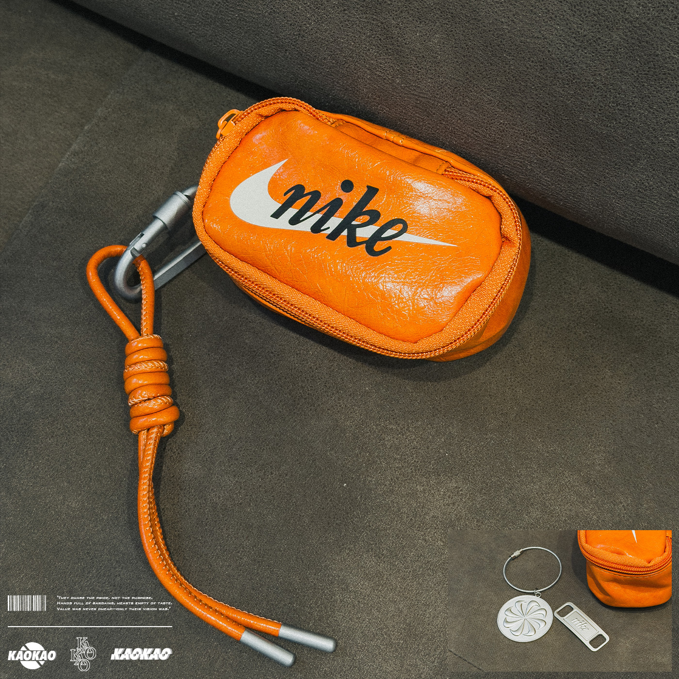 預購 NIKE 海外限定 皮革迷你小掛包 橘色