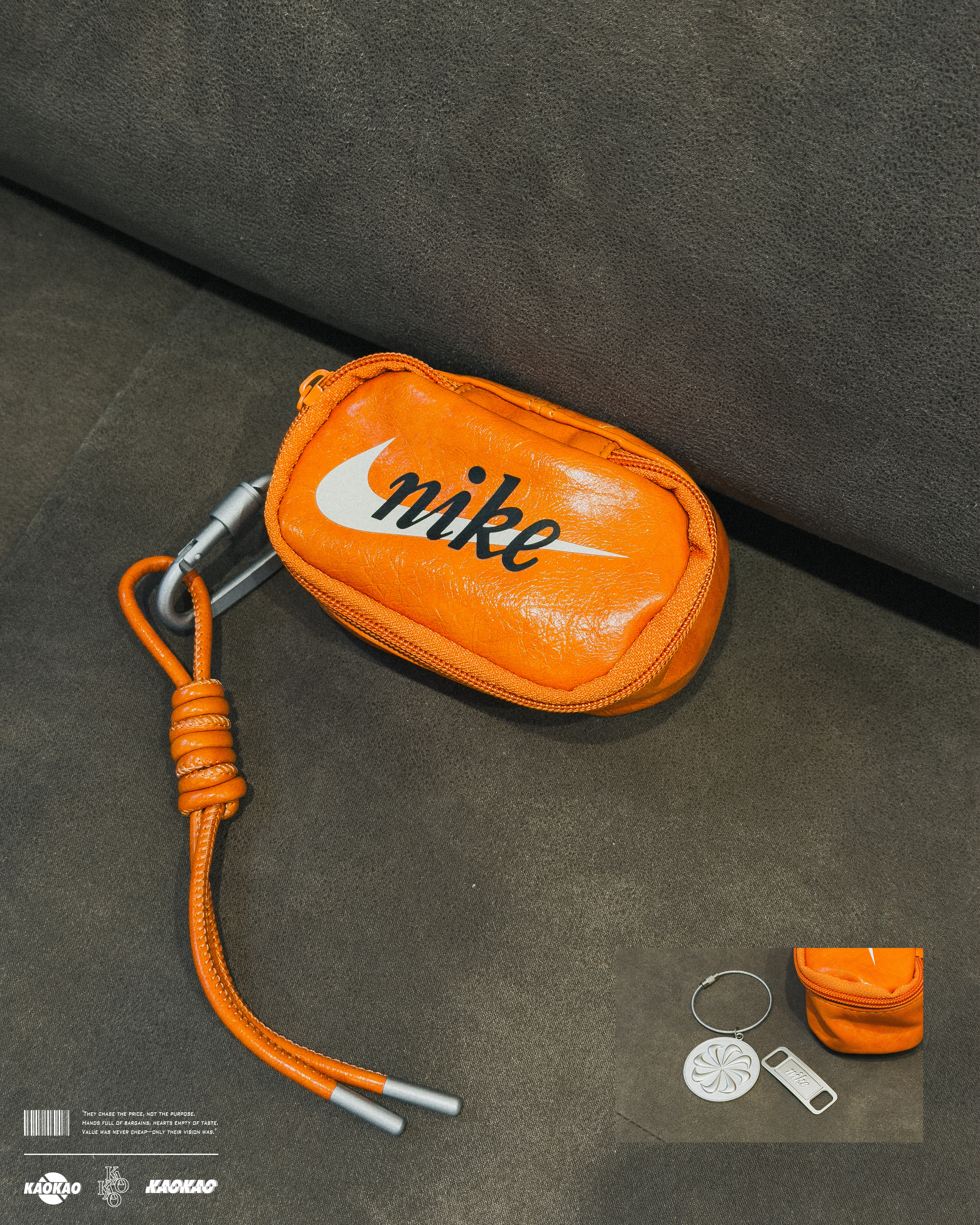 預購 NIKE 海外限定 皮革迷你小掛包 橘色