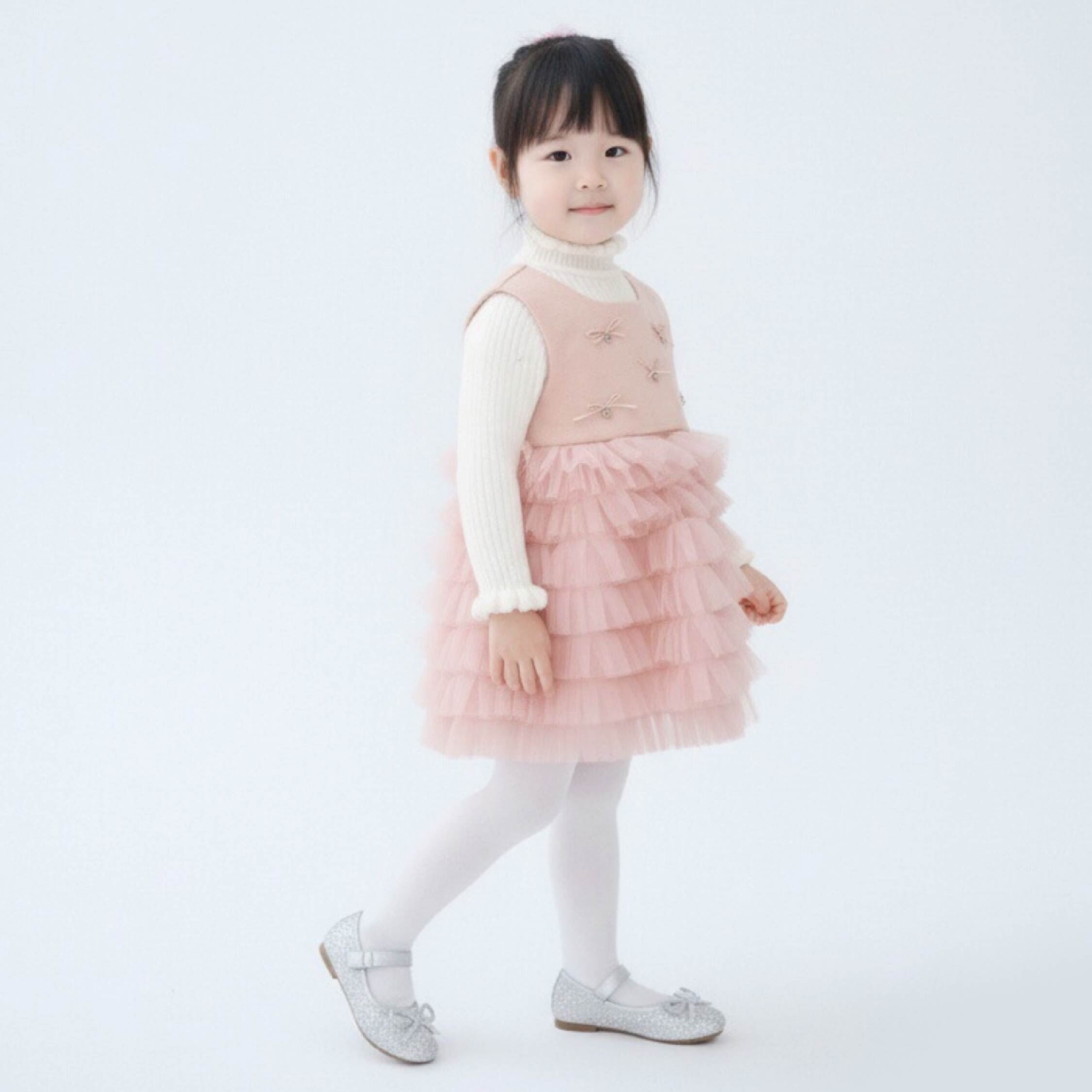 【H55766】甜美蝴蝶結愛心吊墜兩件式套裝/洋裝