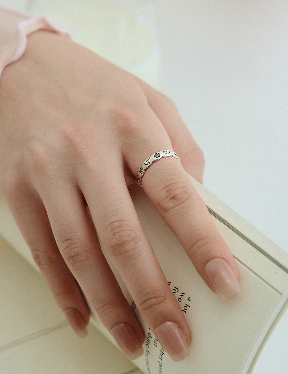 【925純銀】塗鴉小圖可調式戒指