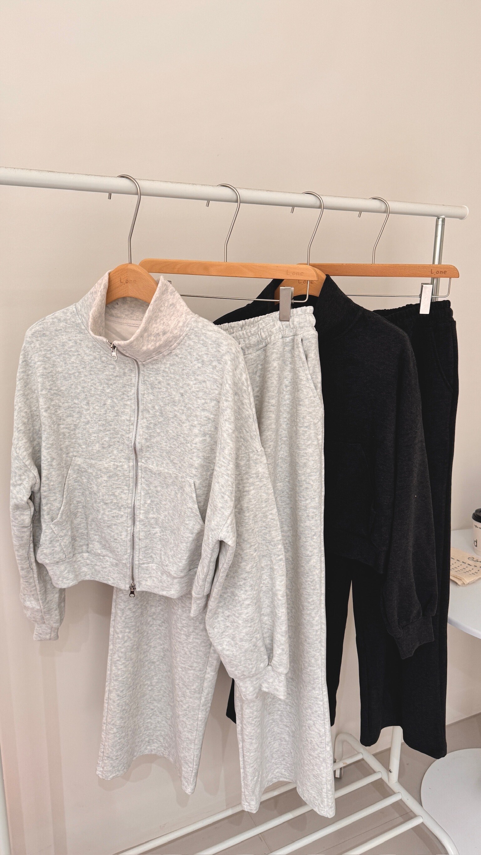 立領磨毛外套+磨毛長褲