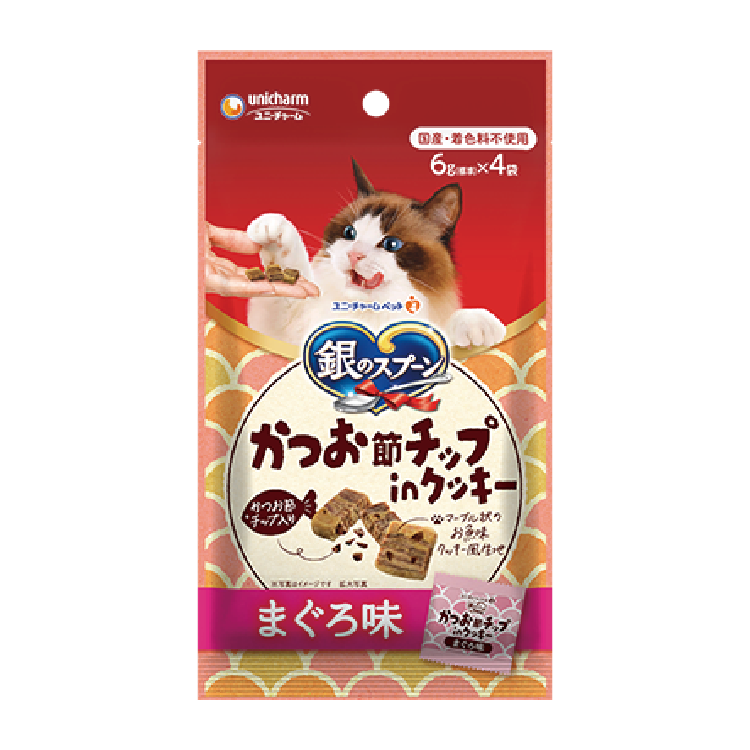 Unicharm-銀湯匙 吞拿魚味 + 鰹魚片貓餅 6g X4(UIC-5323)
