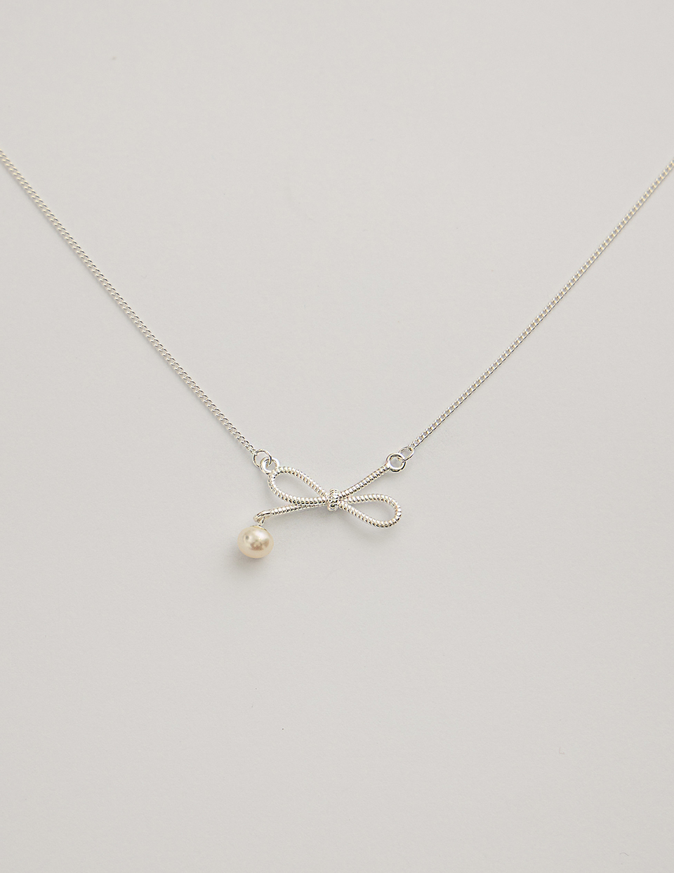 【925純銀】柔光珍珠蝴蝶結項鍊