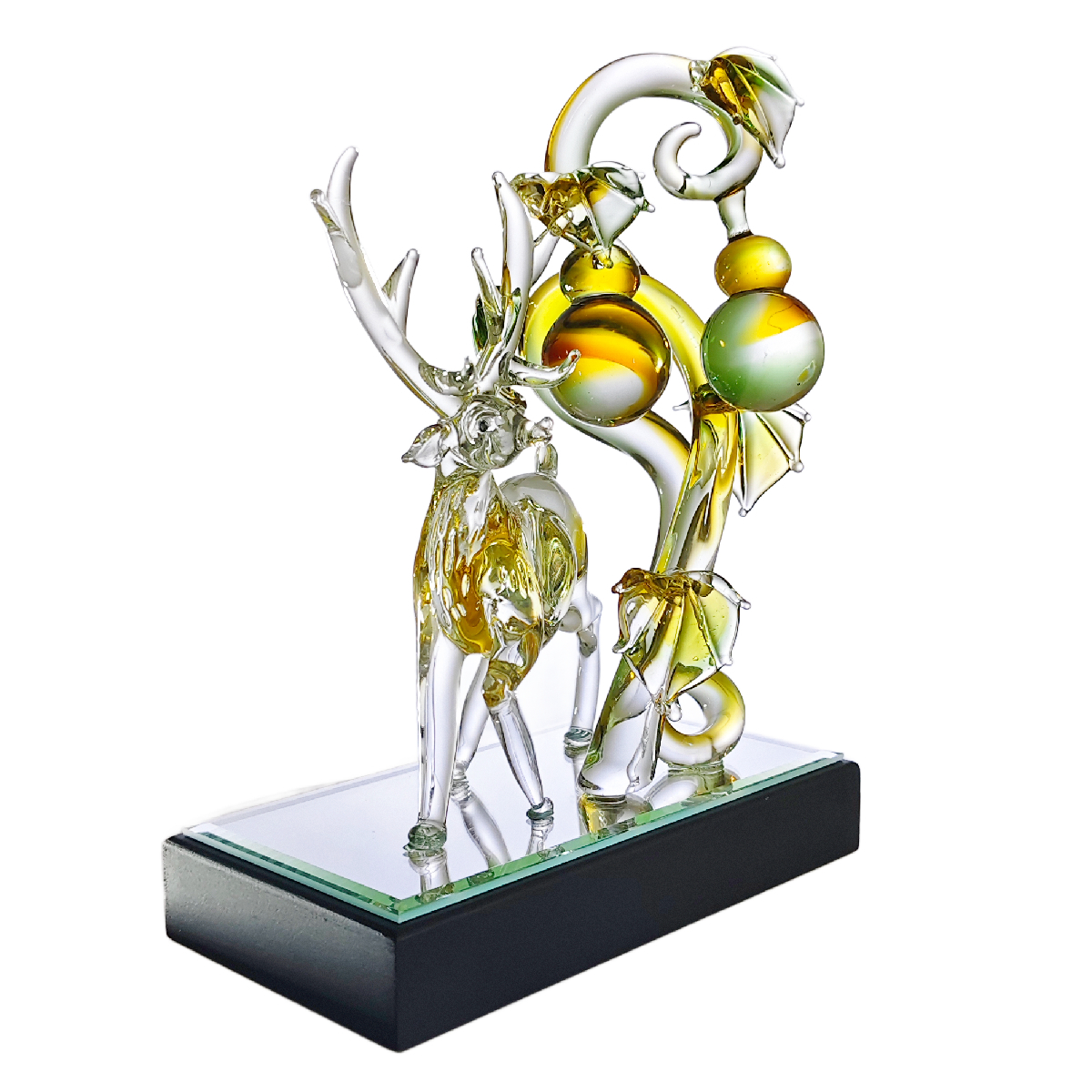 【福祿雙全】頂級手工玻璃工藝擺件 | 奢華新居落成禮物、長輩退休送禮推薦 | 居家裝飾開運風水擺飾