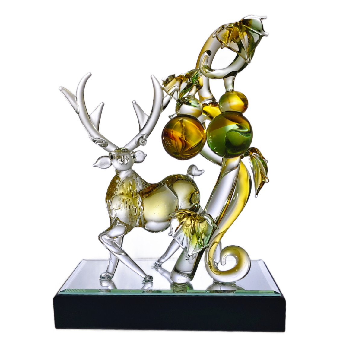 【福祿雙全】頂級手工玻璃工藝擺件 | 奢華新居落成禮物、長輩退休送禮推薦 | 居家裝飾開運風水擺飾