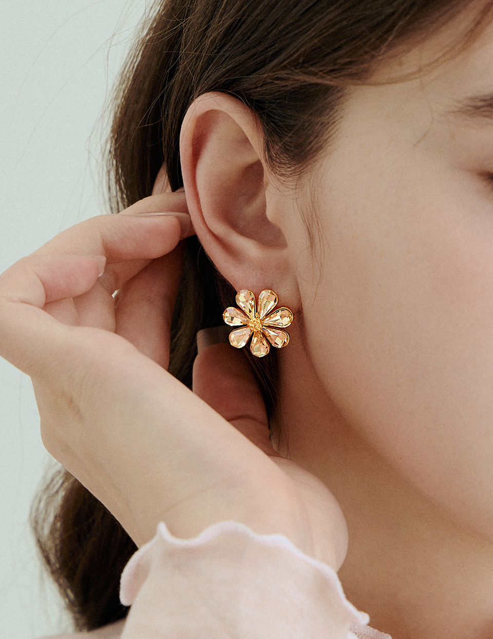 閃耀花語。針式耳環