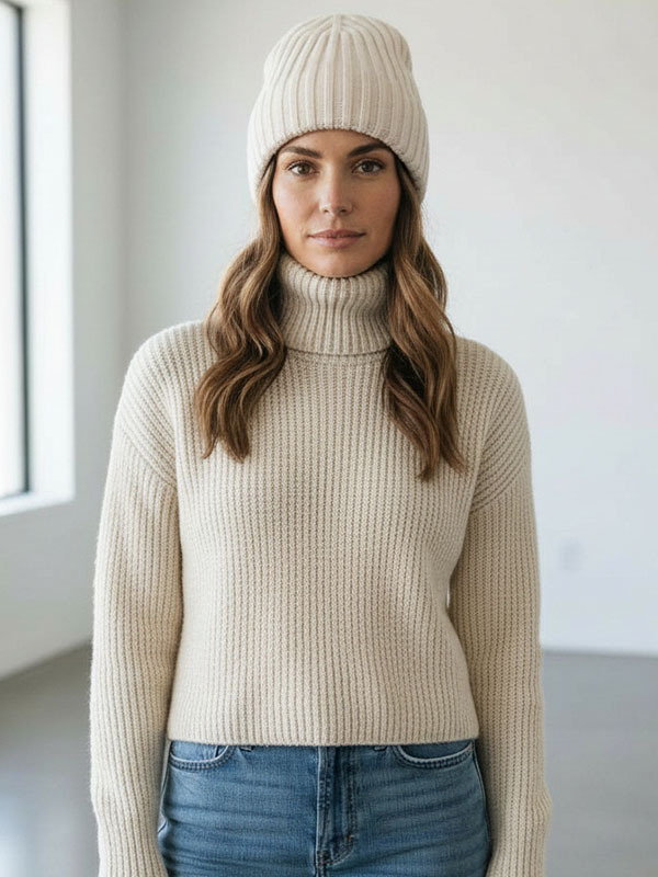 LIVIANA CONTI 羅紋毛帽 (米白)