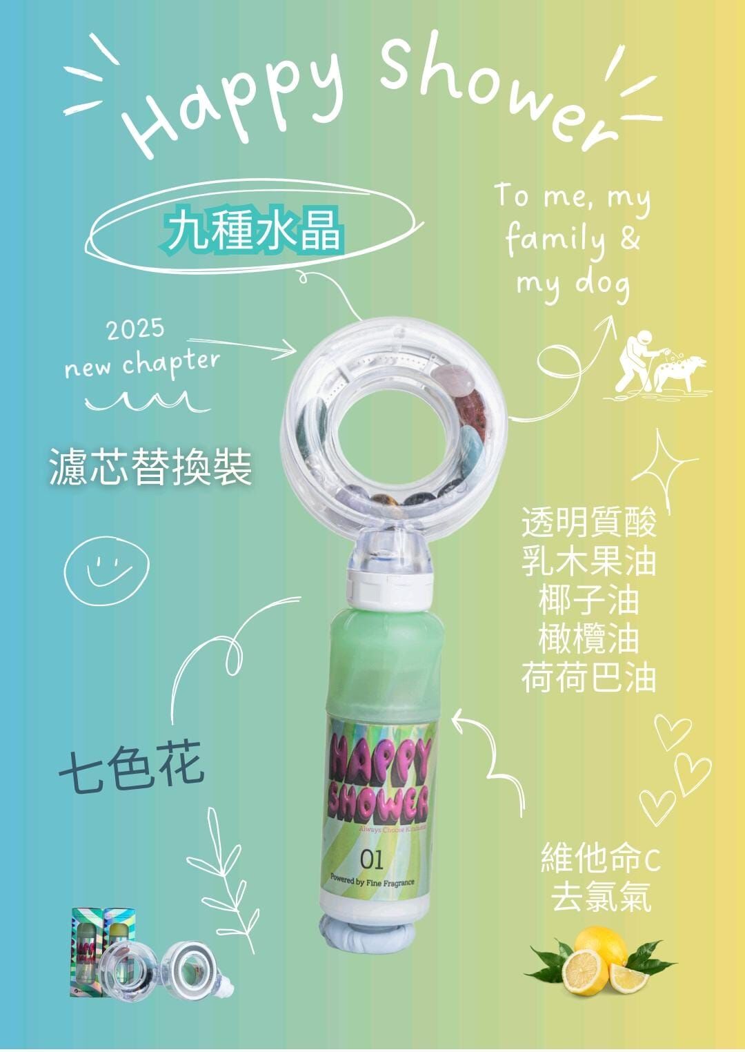 (預購)水晶能量花灑套裝 - 補運費
