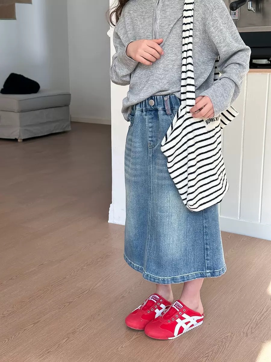 復古刷白牛仔裙