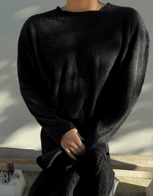 馬海毛長袖針織T卹