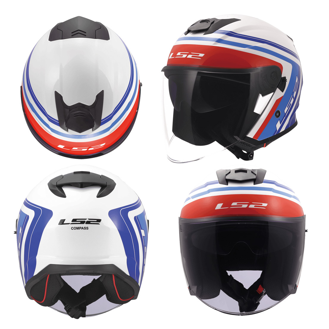 OF626T COSMOS Solid Bold 弦月 半罩安全帽 白紅藍