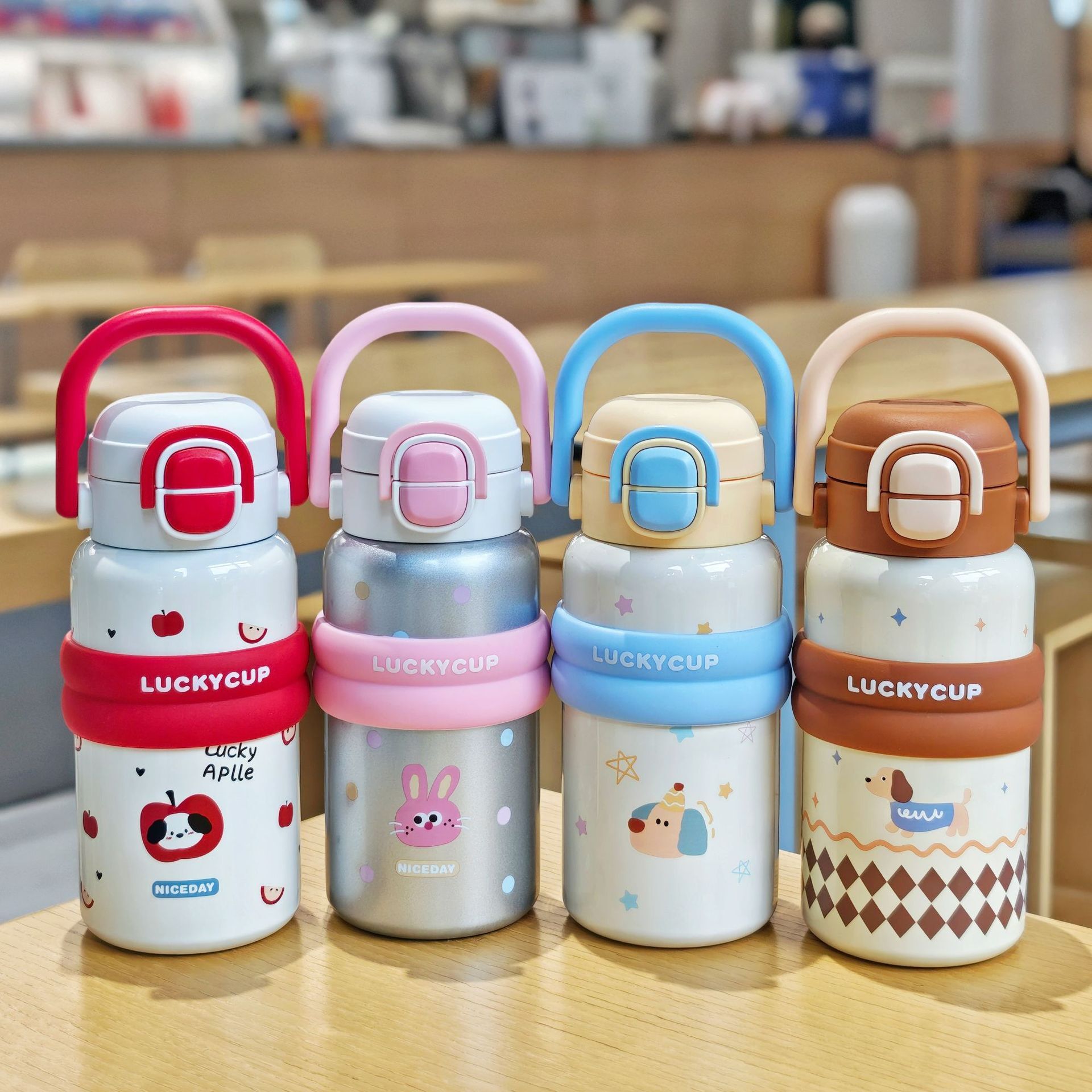 600ML Cartoon Flip Lid Dual-Drink 316 Stainless Steel Insulated Bottle