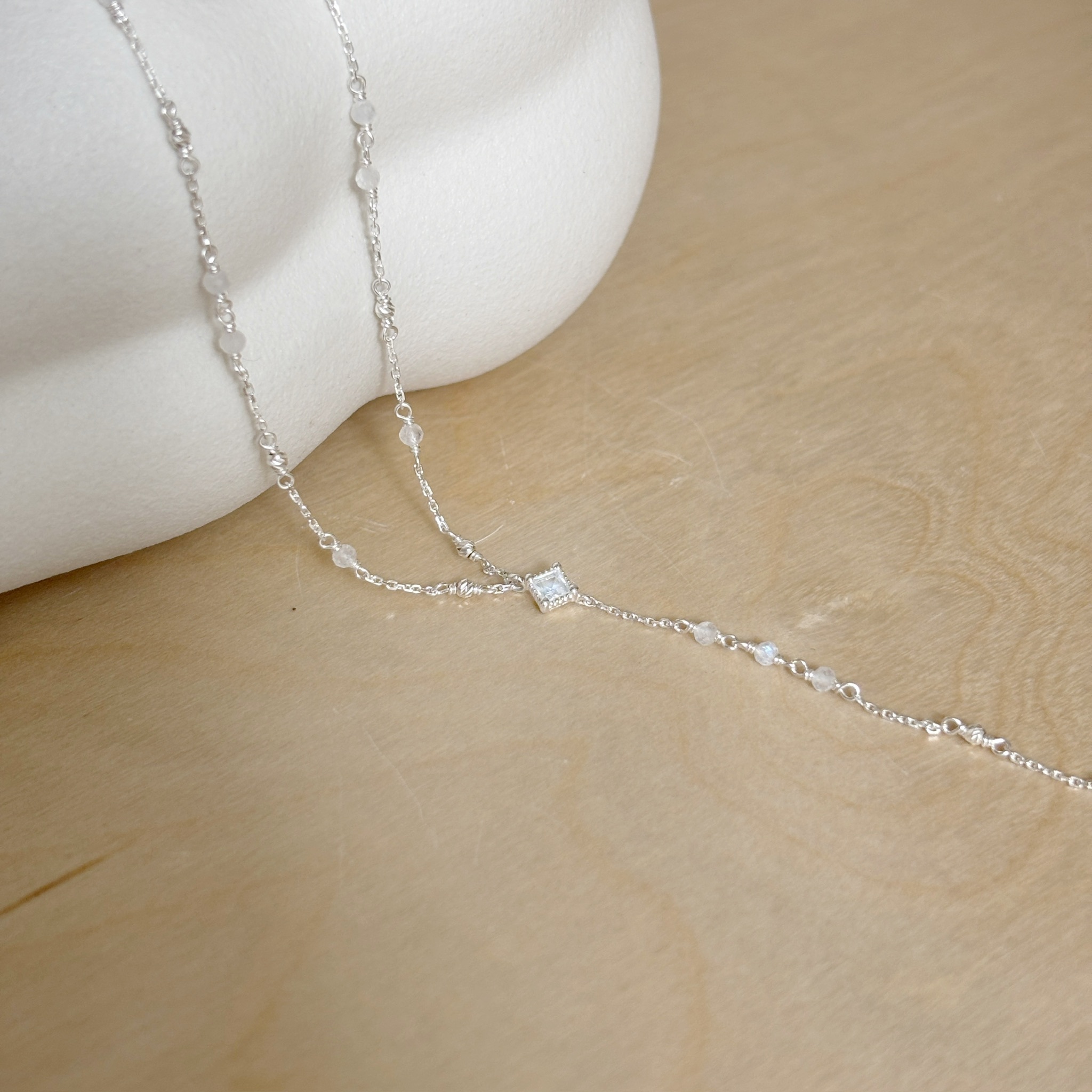 蛋糕菱形cutting ball月光石奶溝鏈