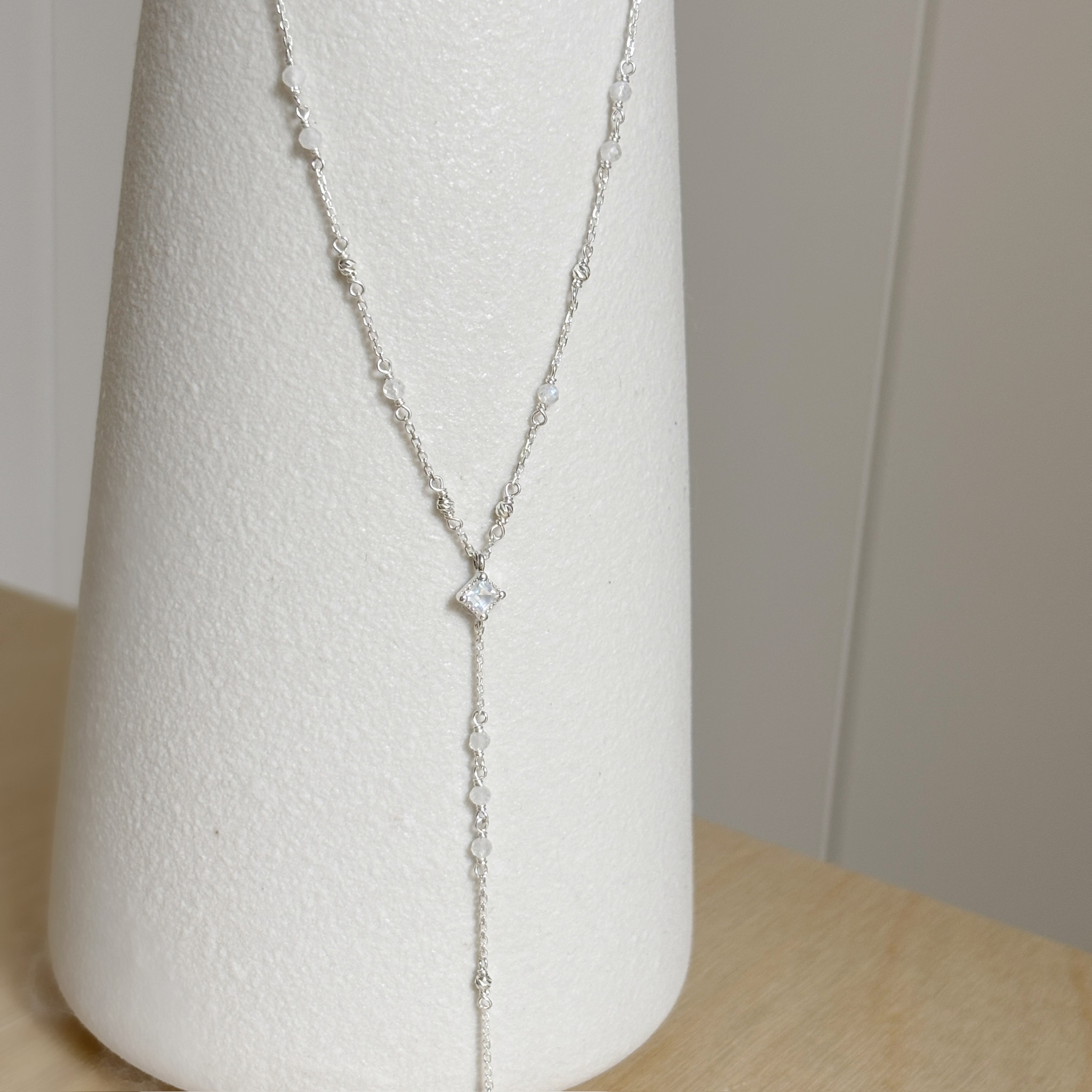 蛋糕菱形cutting ball月光石奶溝鏈