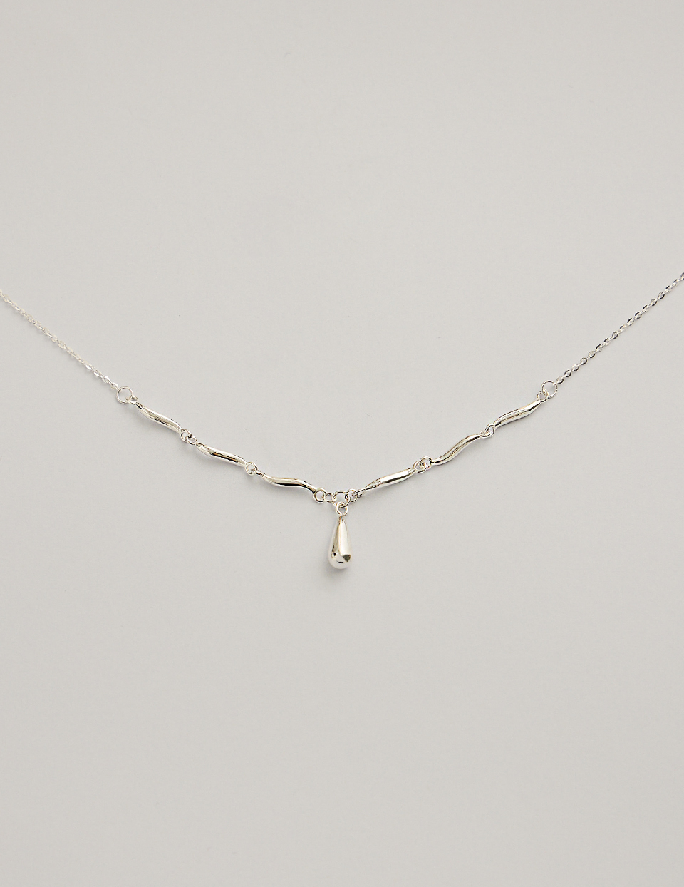 【925純銀】輕柔波紋水珠項鍊