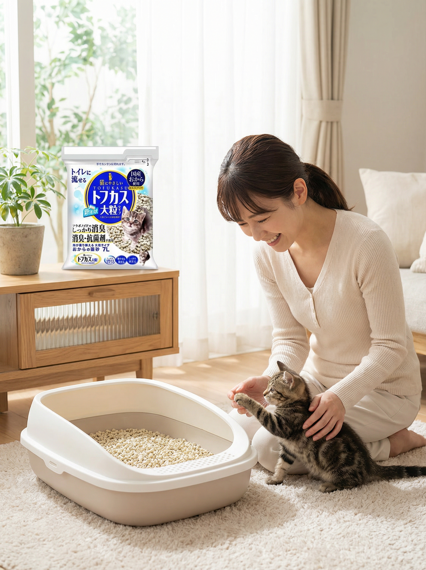 (日本製造及直送)  PegTech ToFucas 大顆粒豆腐貓砂 7L