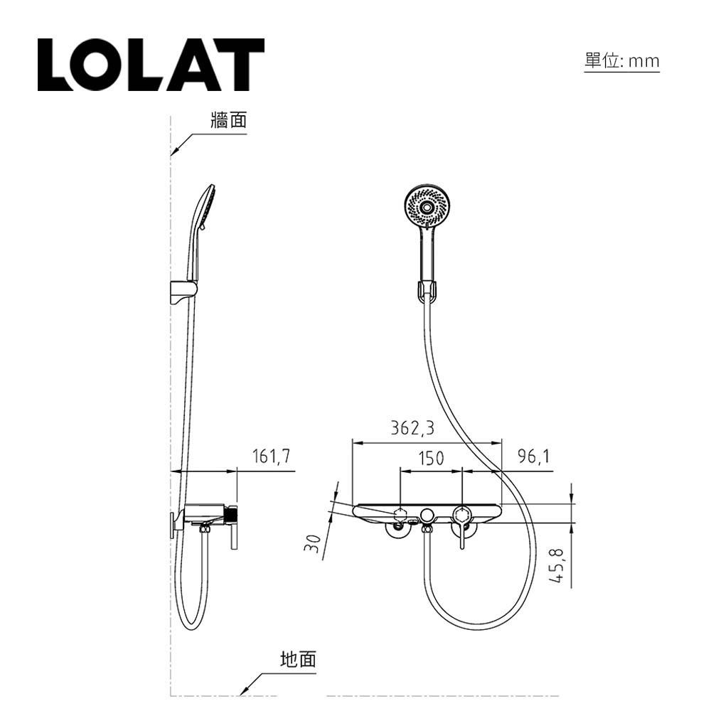 【新品】LOLAT平台式淋浴水龍頭組-鉻白色SNX2593H