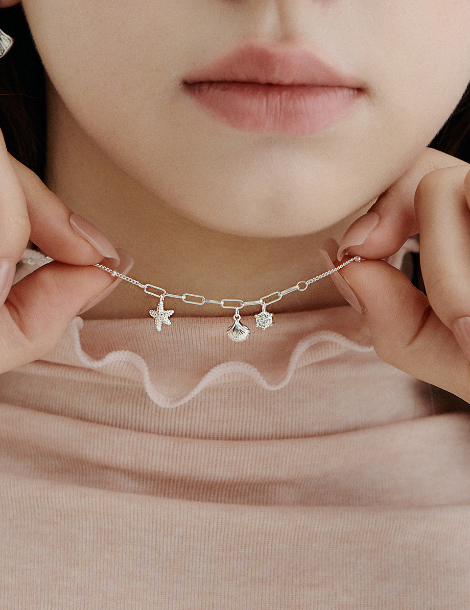 【925純銀】海星貝語掛鑽項鍊