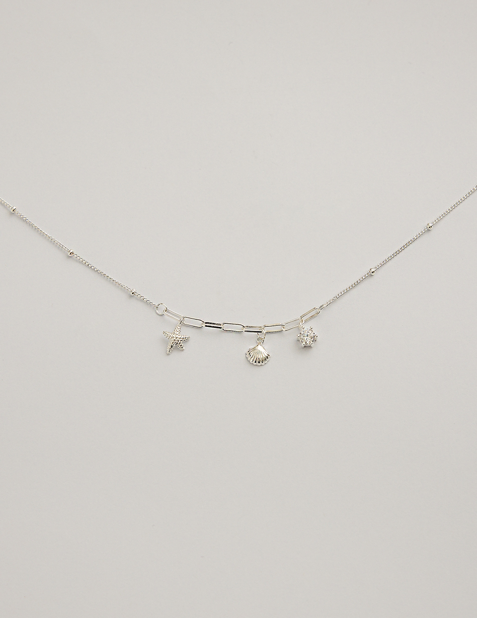 【925純銀】海星貝語掛鑽項鍊