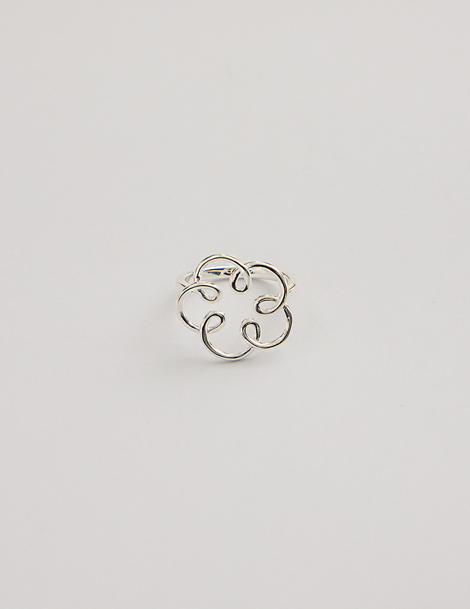 【925純銀】線條銀花可調式戒指