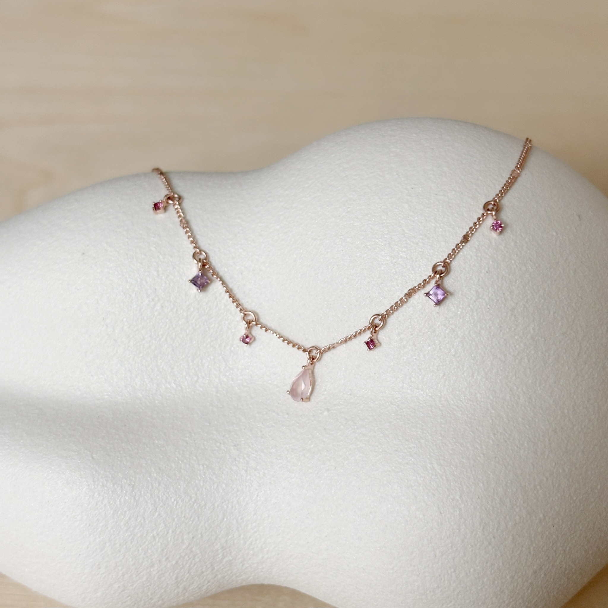 Drift粉紫水晶鎖骨鏈
