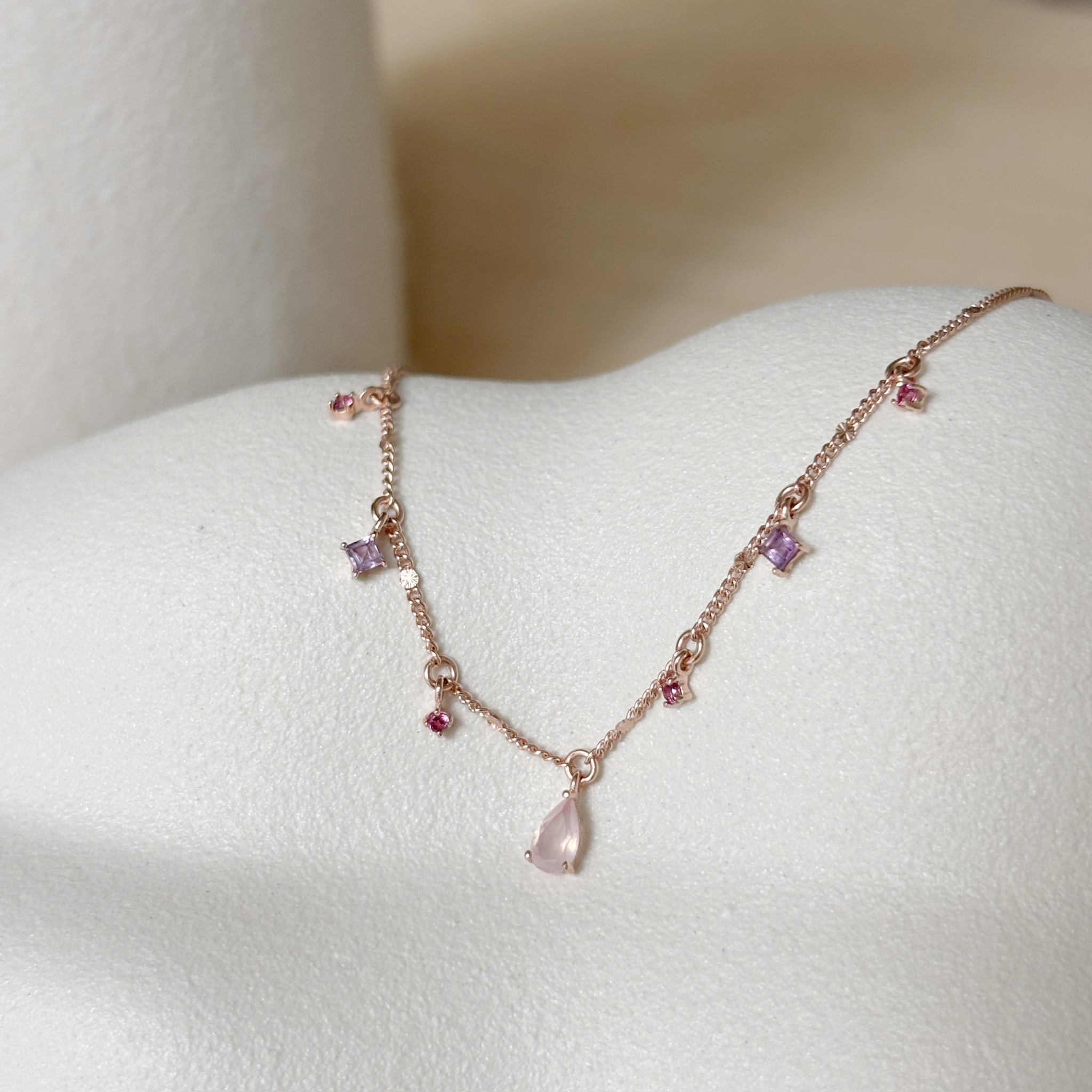 Drift粉紫水晶鎖骨鏈