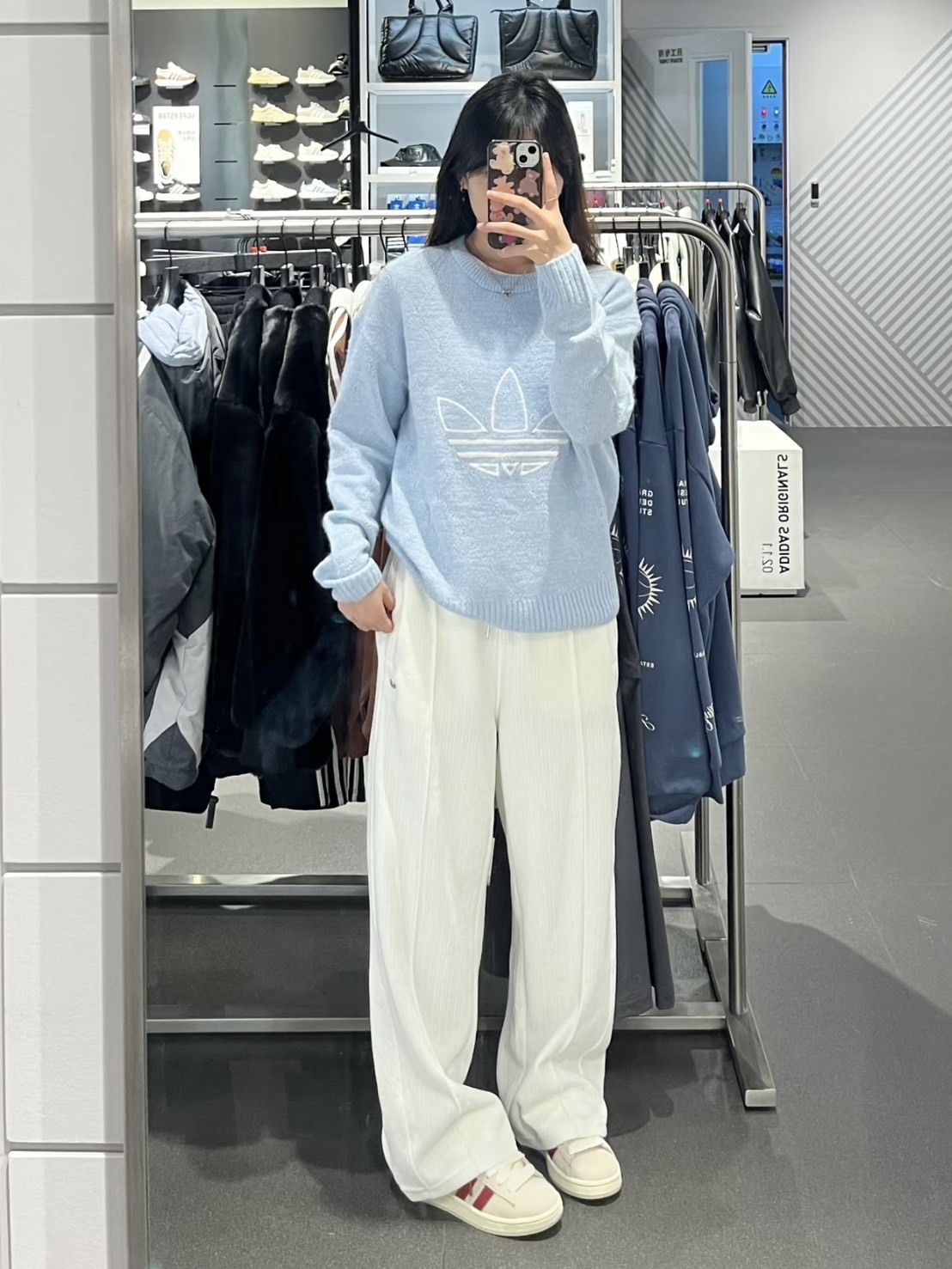 ADIDAS ORIGINALS RETRO 圓領 寶寶藍 毛衣