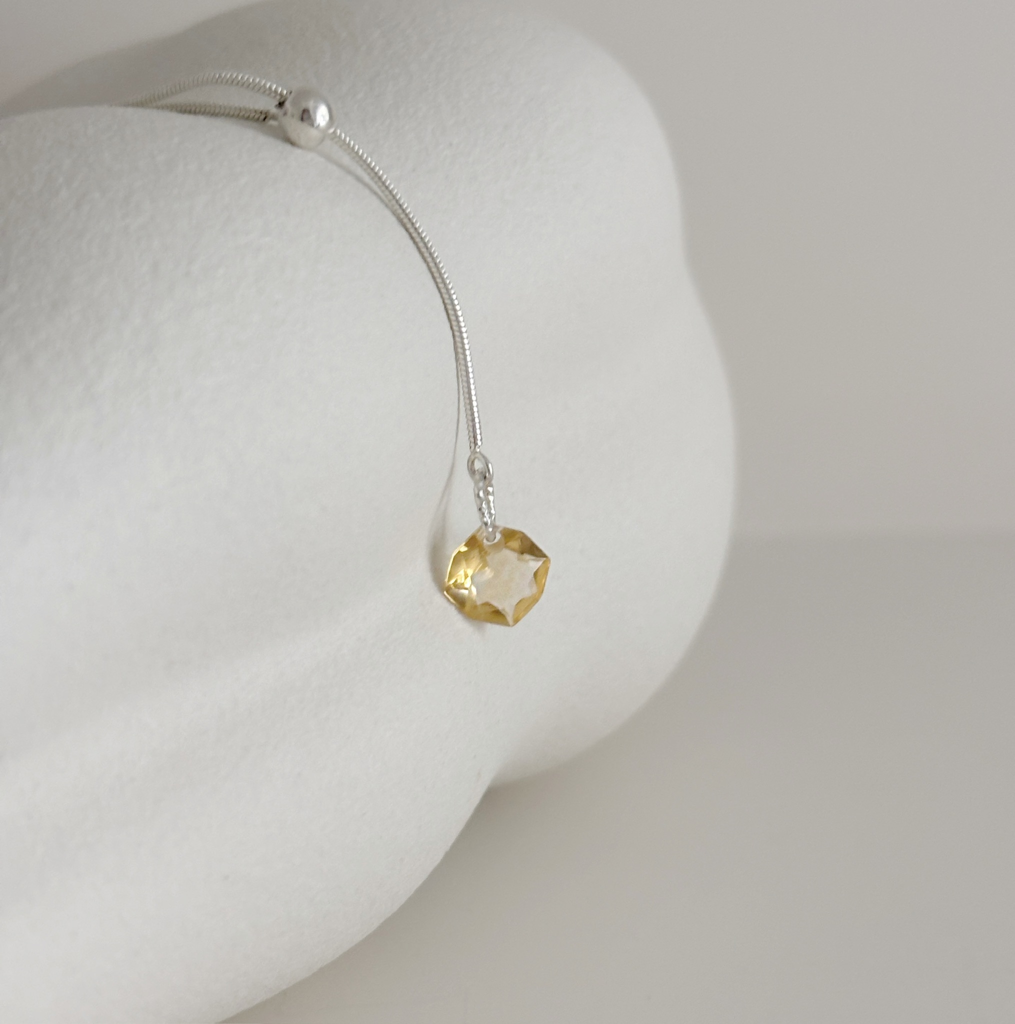 黃水晶小礦石可調式長項鍊