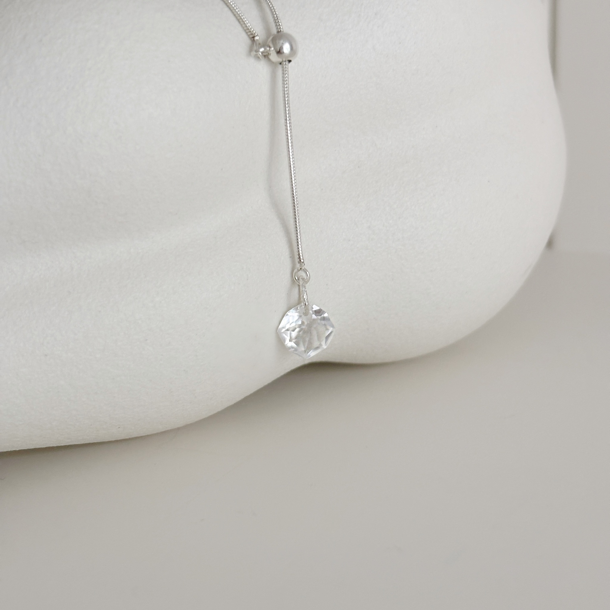 白水晶小礦石可調式長項鍊