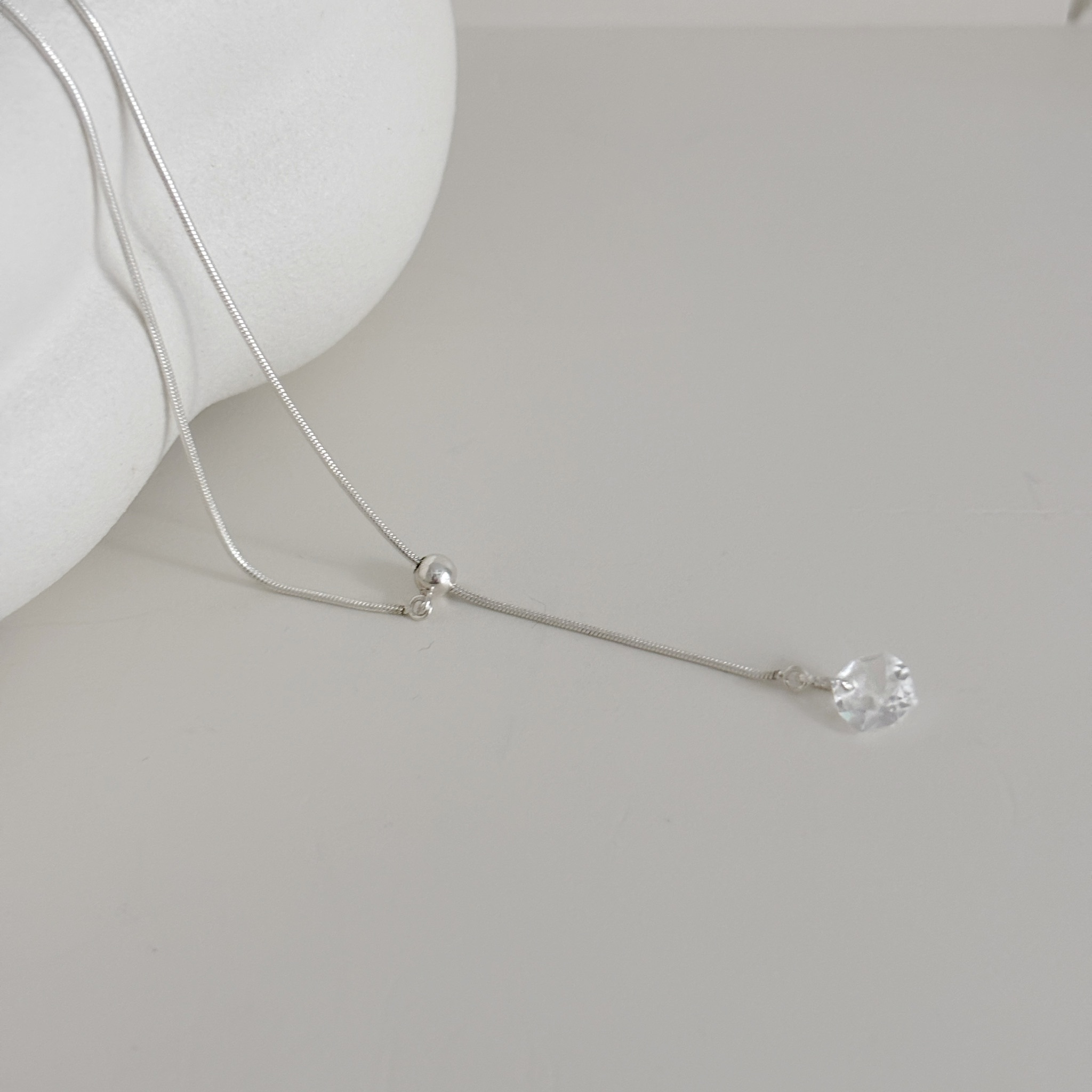 白水晶小礦石可調式長項鍊