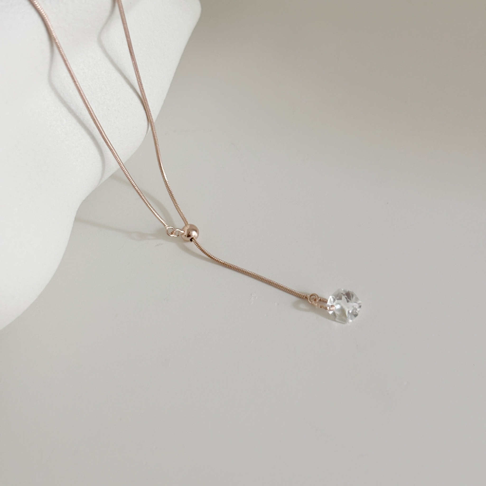 白水晶小礦石可調式長項鍊