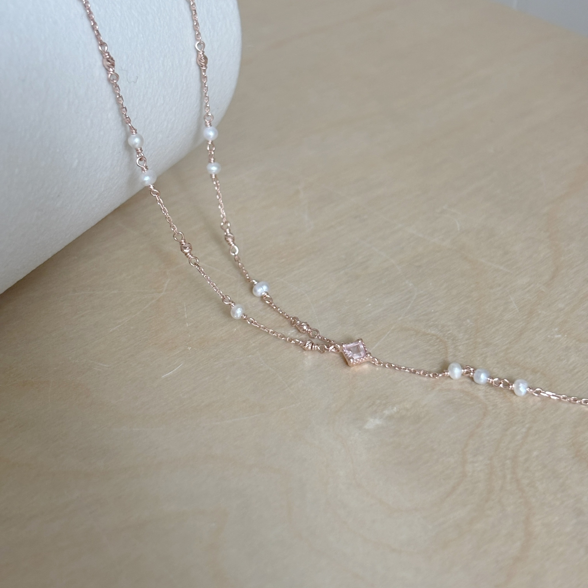 蛋糕菱形cutting ball粉晶奶溝鏈