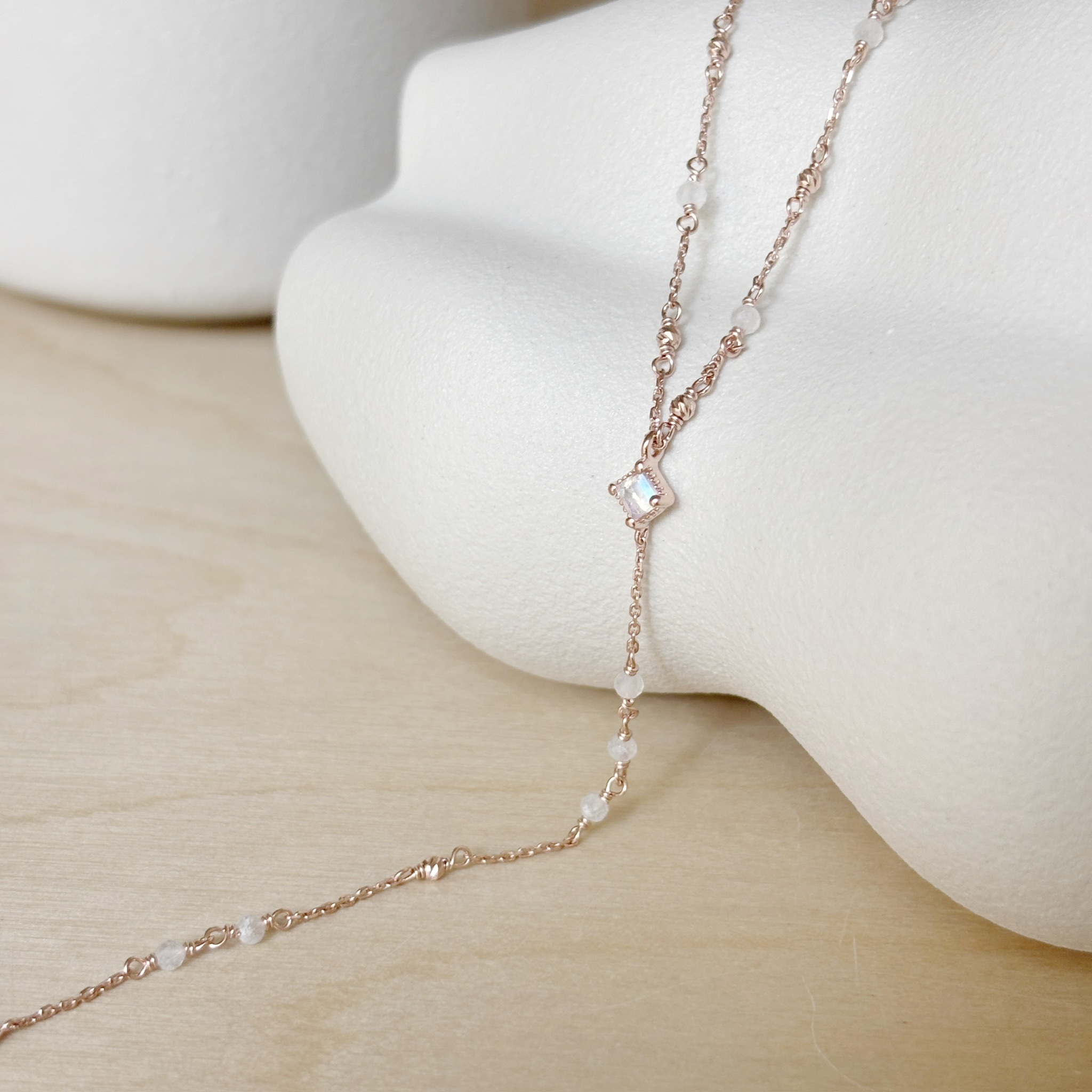 蛋糕菱形cutting ball月光石奶溝鏈