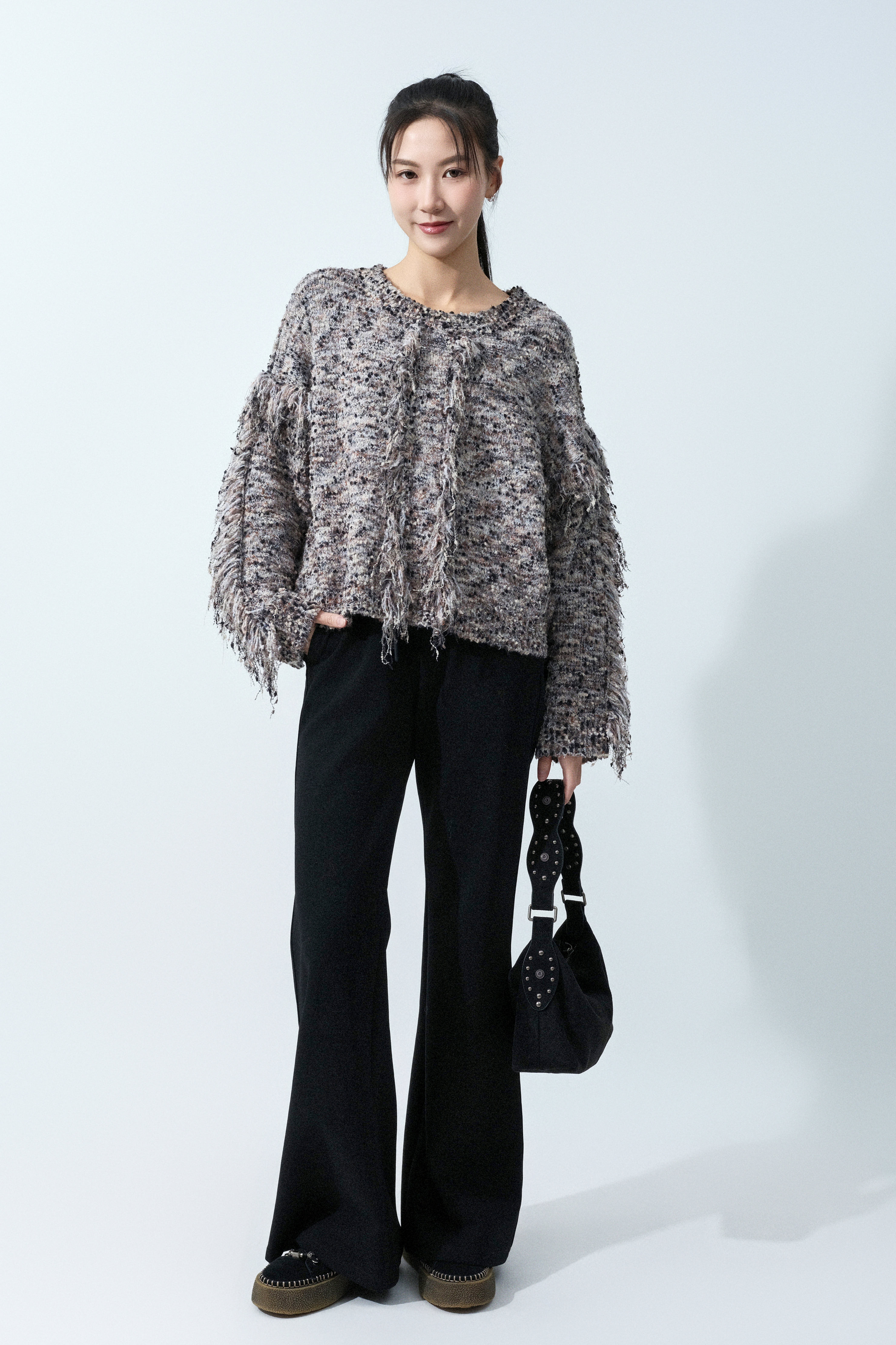 腰束繩小喇叭修腿褲 ( 預購產品）