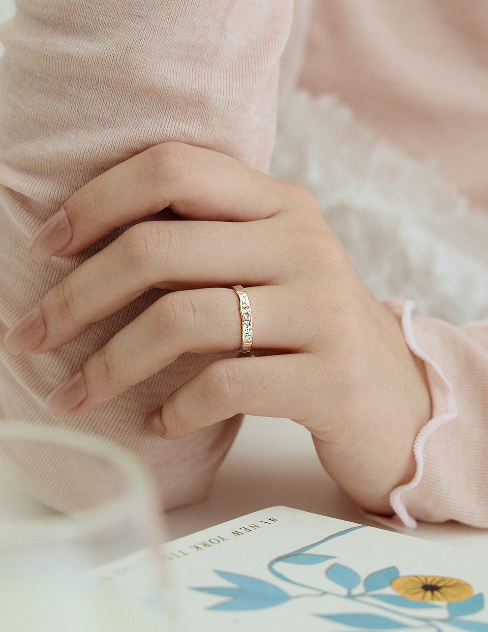 【925純銀】不規則紋面可調式戒指(銀)