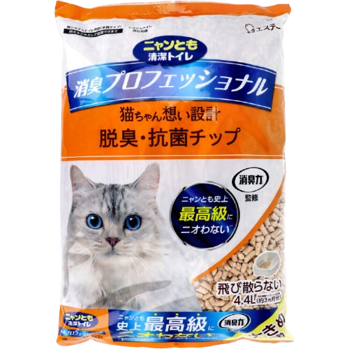 (日本製造)  Nyantomo 清潔廁所 消臭專業級 脫臭抗菌木屑 大顆粒 4.4L