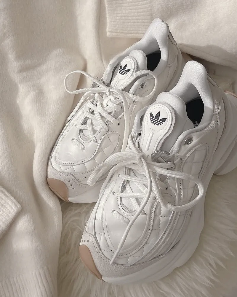 Adidas Ozvenuz 小香風 菱格紋 厚底 老爹鞋 奶油白