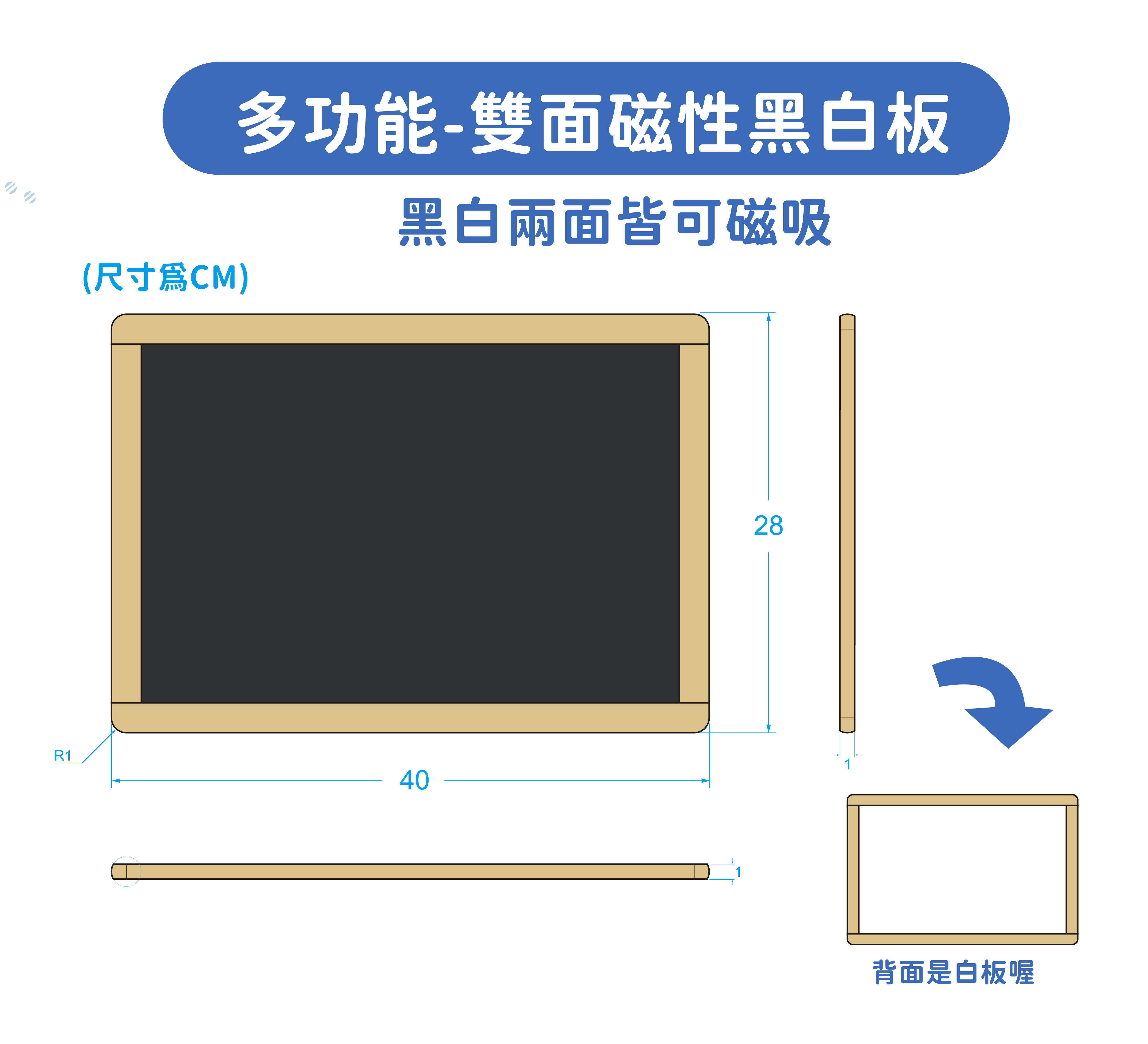 多功能-雙面磁性黑白板