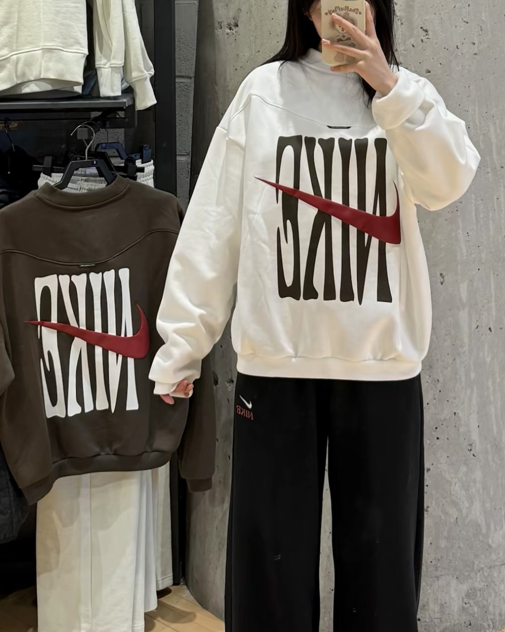 NIKE THERMA-FIT CNY 白色 棕色 馬年限定 大Logo 寬鬆 大學T 長袖 上衣