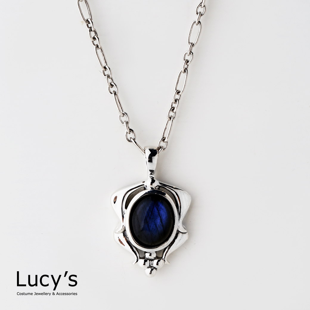 925純銀 奇幻拉長石 硫化項鍊 (109433)