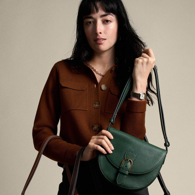 Everleigh 真皮斜背馬鞍包-綠色 ZB11068301