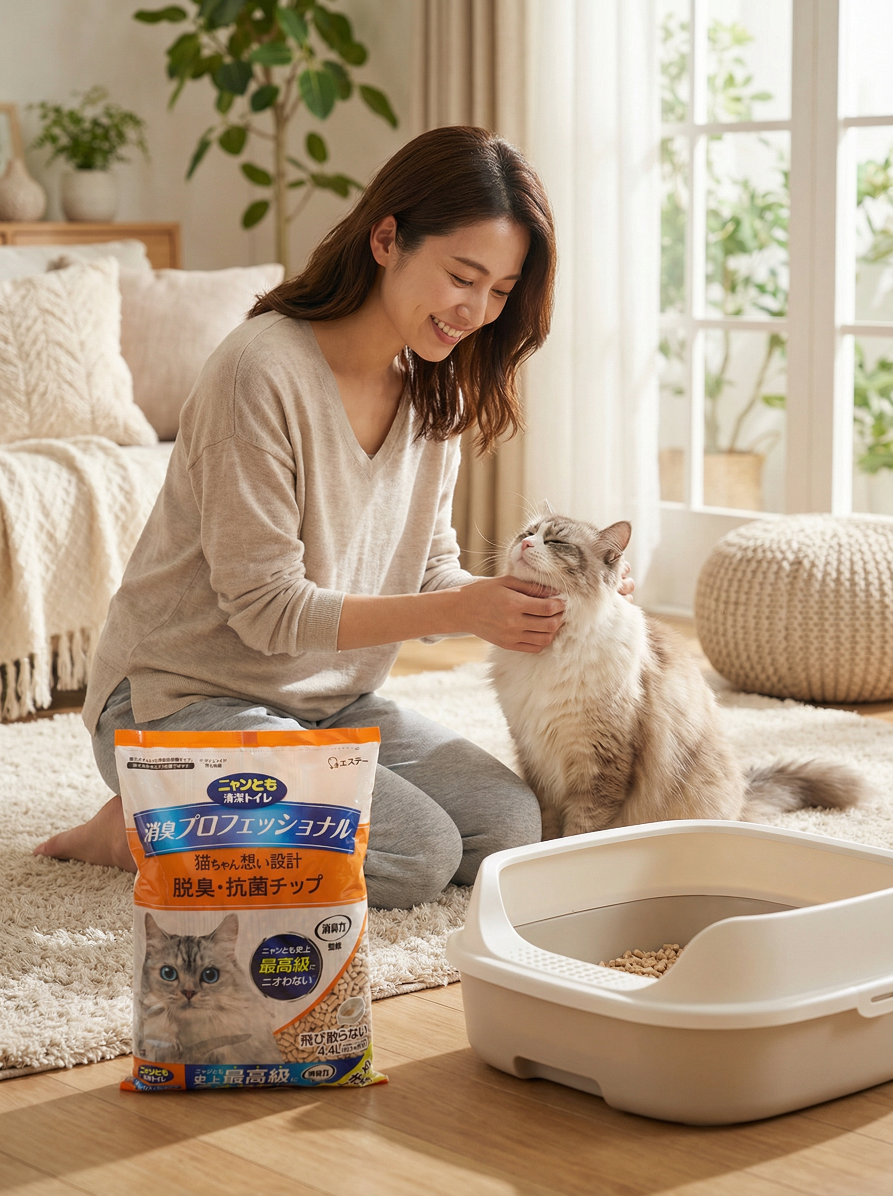(日本製造)  Nyantomo 清潔廁所 消臭專業級 脫臭抗菌木屑 大顆粒 4.4L