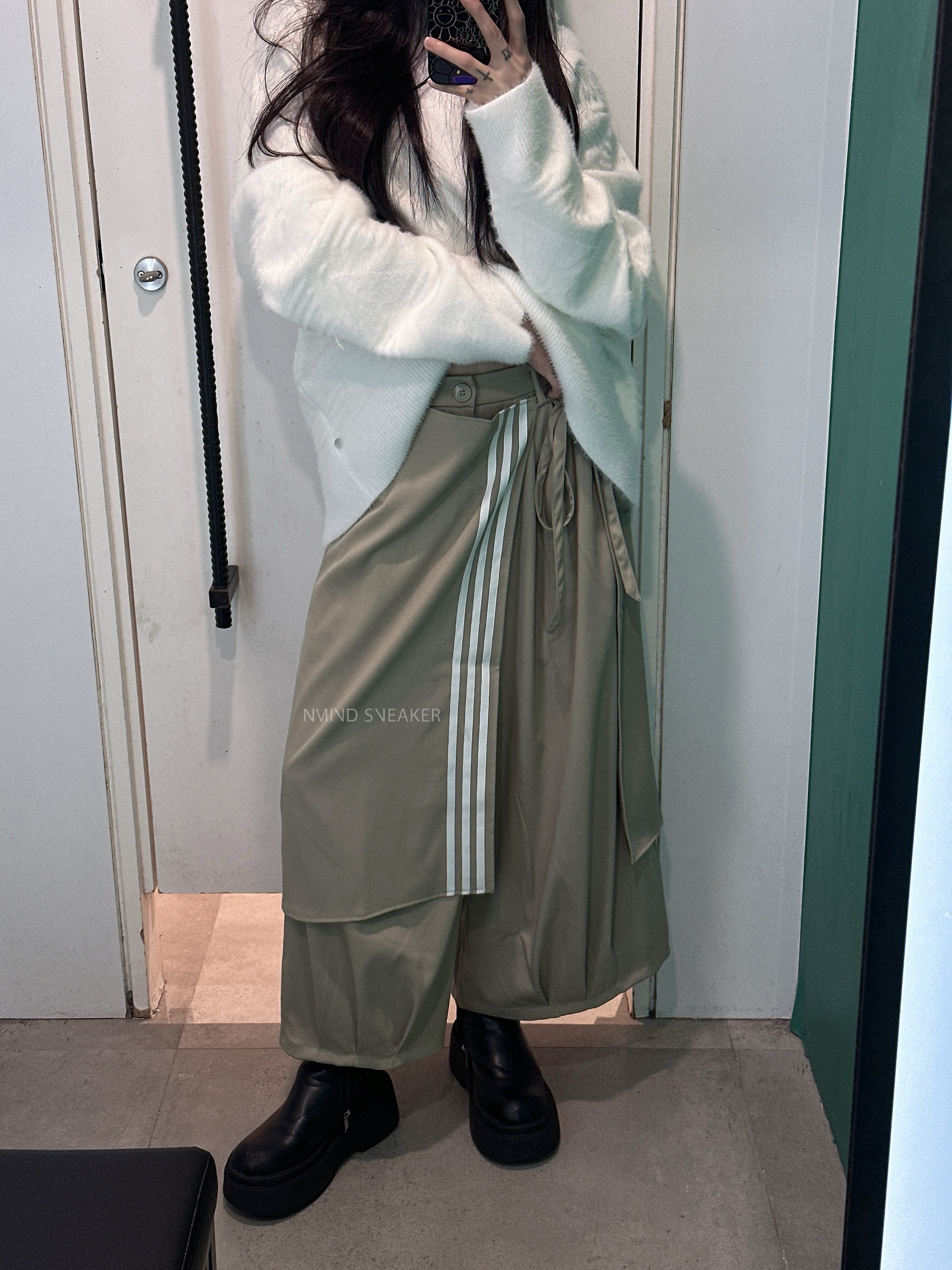 ADIDAS ORIGINALS PREMIUM 3S 褲裙 黑/卡其