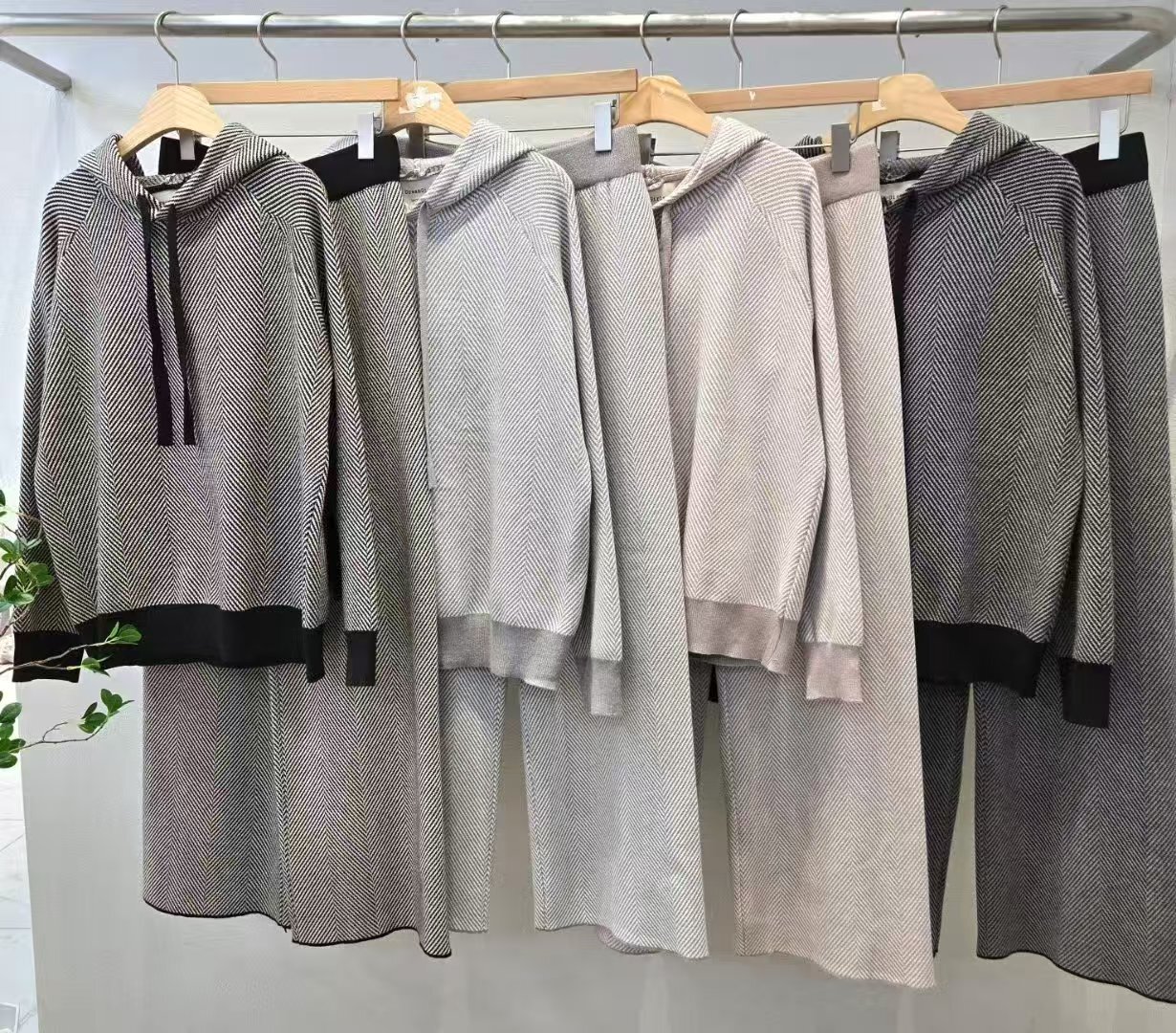 HP5411 人字暗紋連帽套裝