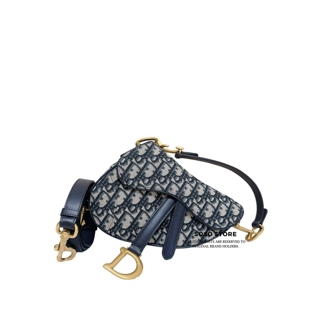 Dior Saddle Bag - Navy / Ghw