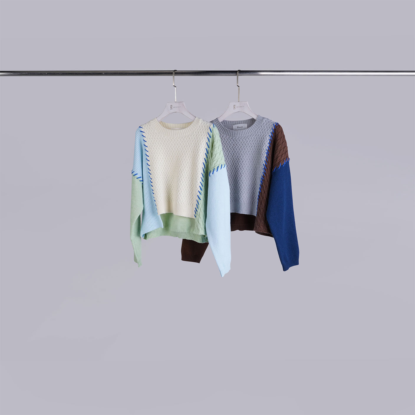 設計感撞色拼接車線毛衣 | 2色