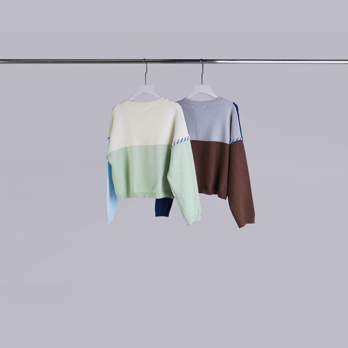 設計感撞色拼接車線毛衣 | 2色